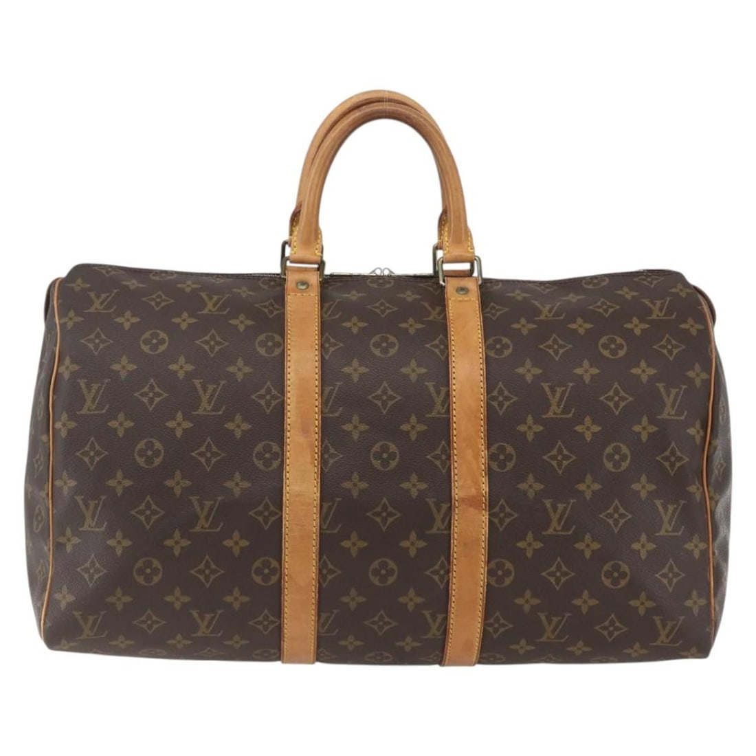 Monogram Canvas Louis Vuitton Keepall Duffel Bag 45cm: Monogram Canvas Louis Vuitton Keepall Duffel Bag 45cm Louis Vuitton Keepall bag crafted in monogram canvas designed for unisex use. The bag features a brown canvas exterior with leather handles and me