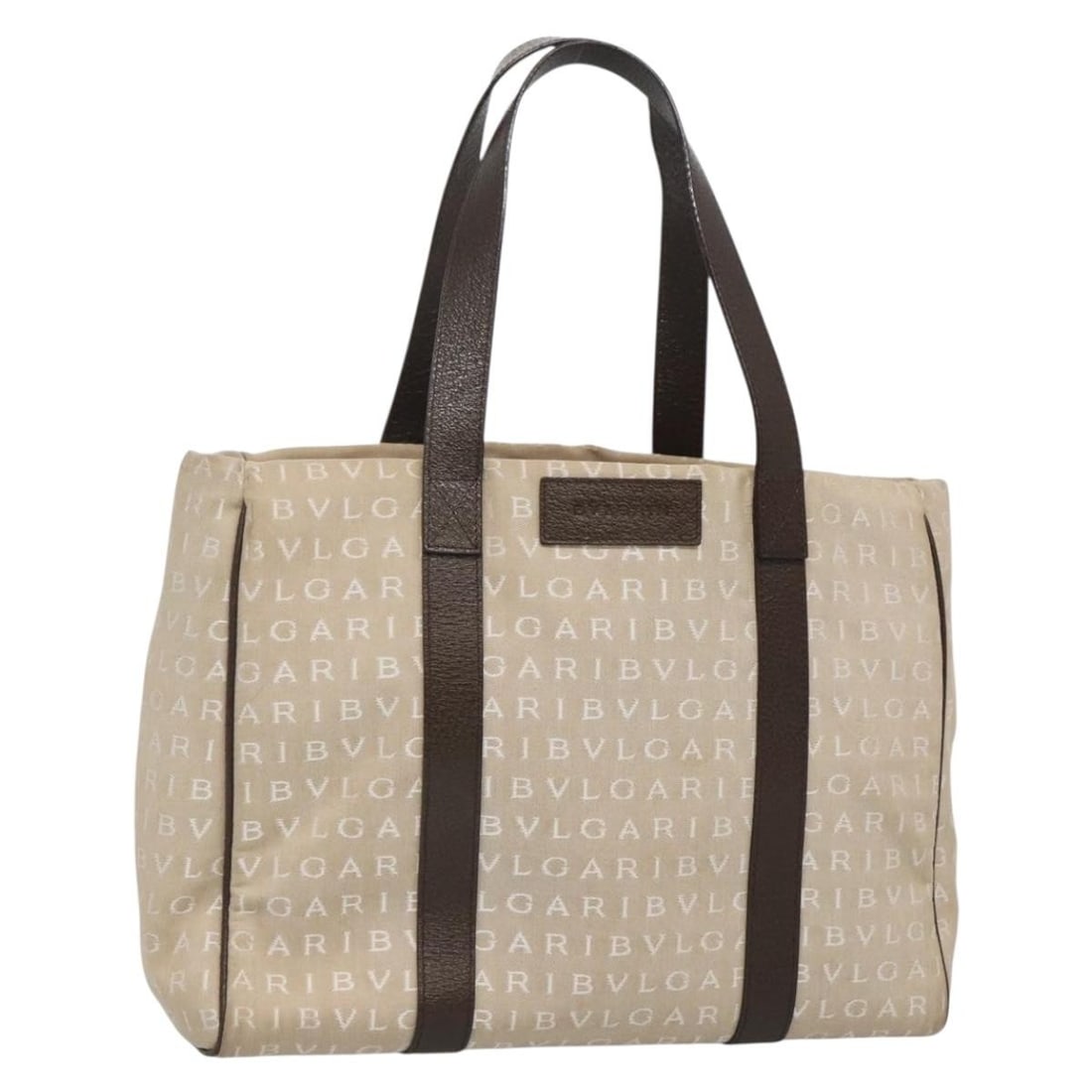 Bvlgari B Zero1 Logomania Canvas Shoulder Bag with Leather Trim: Bvlgari B Zero1 Logomania Canvas Shoulder Bag with Leather Trim This Bvlgari B.Zero1 Logomania bag for women features a beige canvas body complemented by leather accents. It measures 34cm x 25cm x 13c