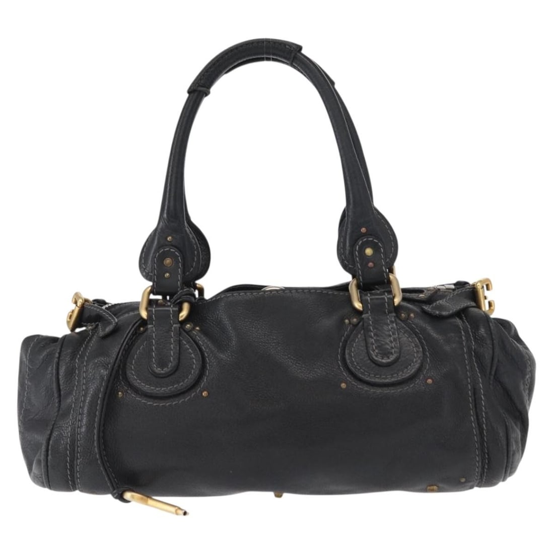 Chloe Paddington Pure Black Leather Satchel Handbag from Italy: Chloe Paddington Pure Black Leather Satchel Handbag from Italy This pre-owned Chloe Pure Paddington Satchel is crafted from black leather and features a classic structured design. The bag shows signs