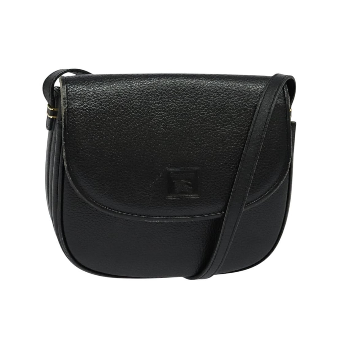 Black Leather Flap Shoulder Purse by Burberry: Black Leather Flap Shoulder Purse by Burberry This Burberry Flap Shoulder Bag is crafted from black leather and designed for women. It features a classic flap closure and a shoulder strap. The bag sho