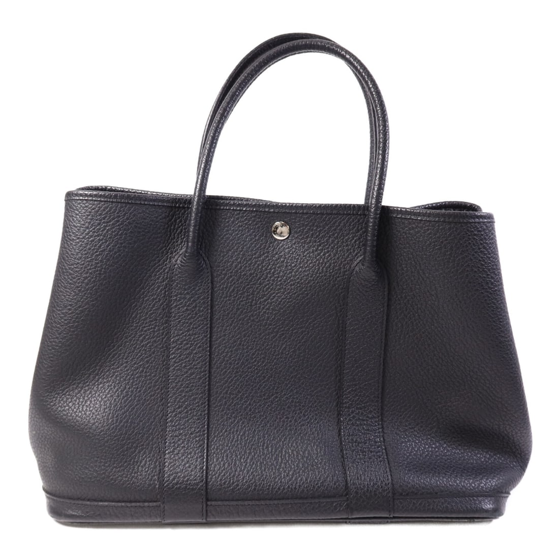 Hermes Garden Party PM Black Negonda Leather Tote with Palladium Hardware: Hermes Garden Party PM Black Negonda Leather Tote with Palladium Hardware This Hermes Garden Party PM handbag is crafted from Negonda calfskin leather in a classic black color. Made in France, it feat