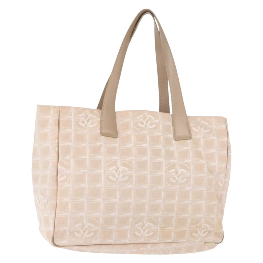 Pink Nylon Chanel Travel Line Tote Bag for Women: Pink Nylon Chanel Travel Line Tote Bag for Women The Chanel Travel Line Tote is crafted from pink nylon and designed for women. This pre-owned tote features a spacious interior and practical compartme