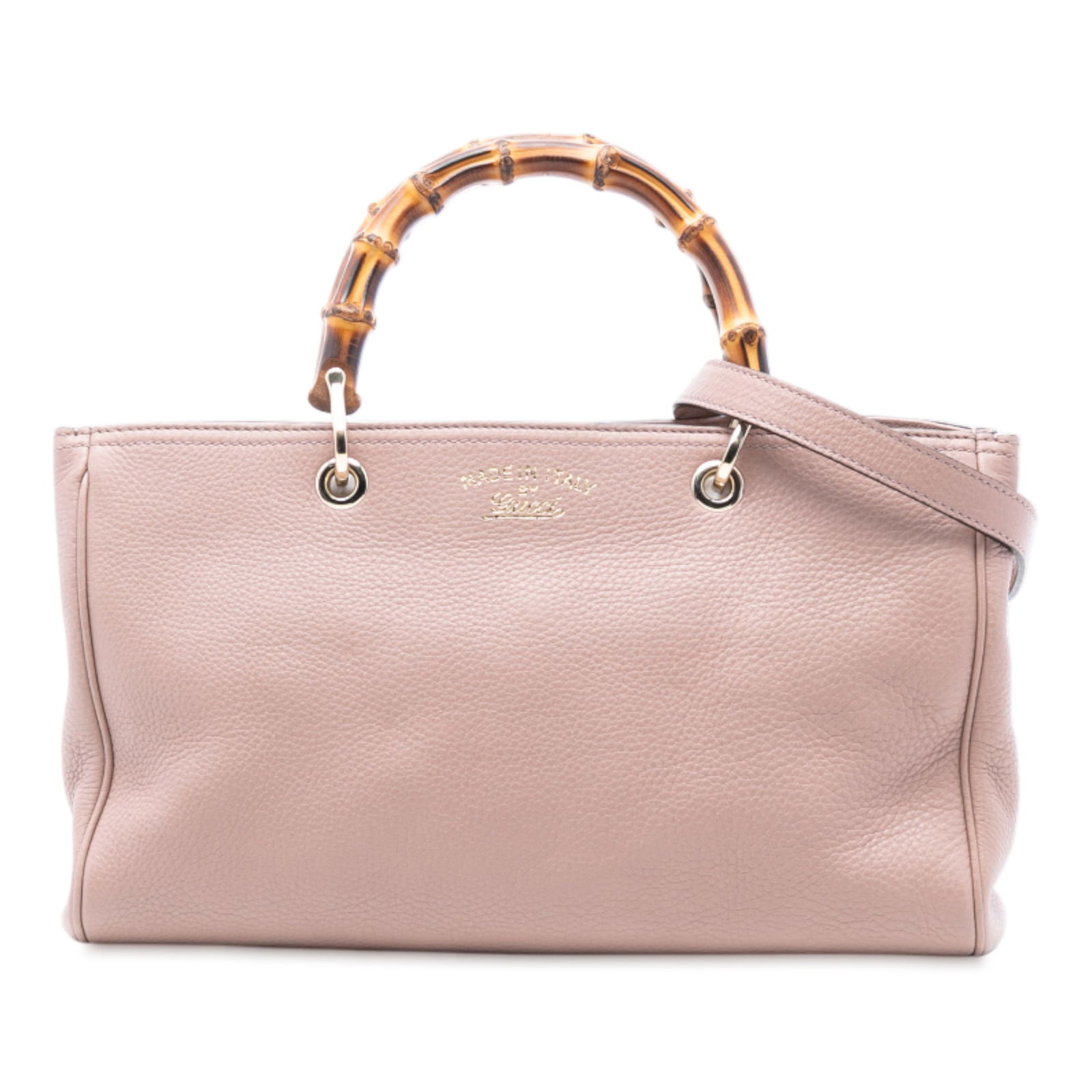 Gucci Bamboo Shopper Medium Pink Leather Satchel with Detachable Strap (1 of 7)