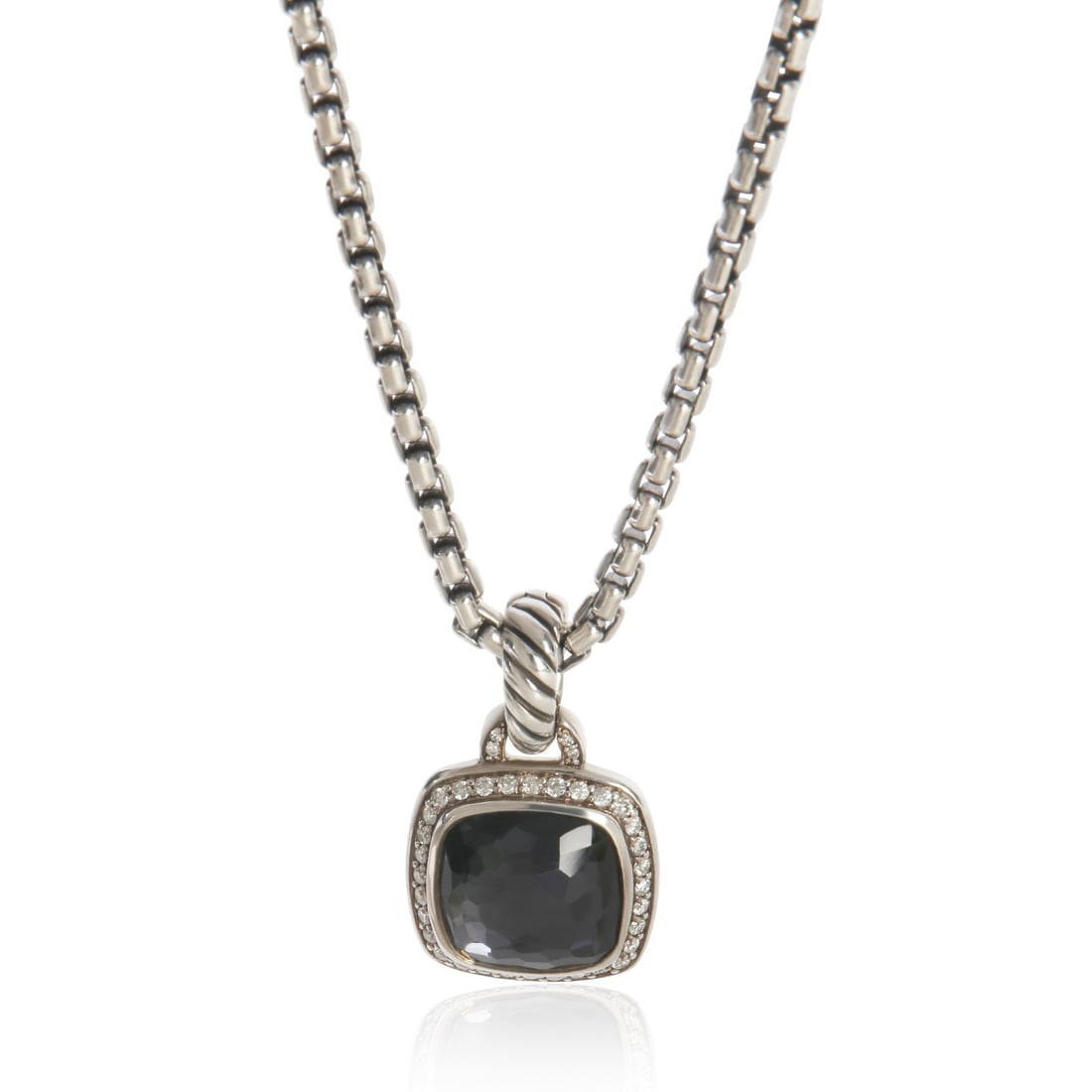 Sterling Silver Albion Pendant with Diamonds from Black Orchid Collection: Sterling Silver Albion Pendant with Diamonds from Black Orchid Collection This David Yurman pendant from the Black Orchid Albion collection features a round brilliant white diamond as the main stone,