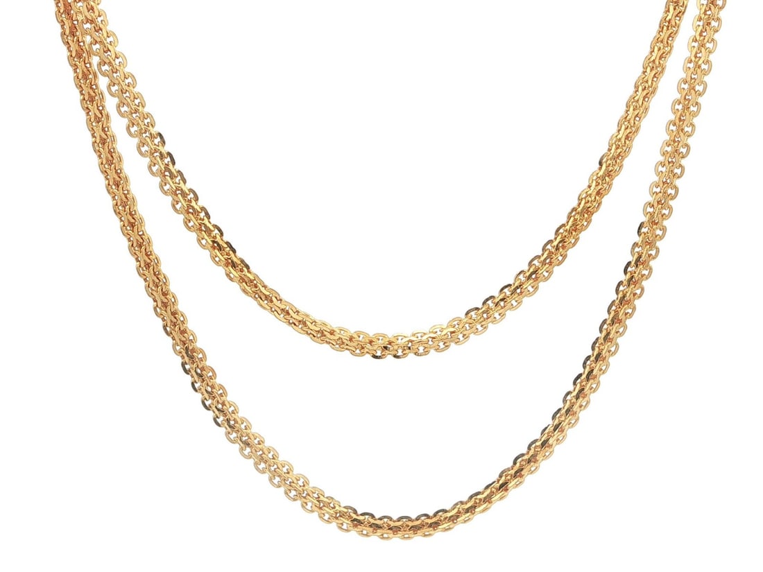 22k Yellow Gold 20 Inch Fancy Link Chain Necklace Lobster Claw Clasp (1 of 5)