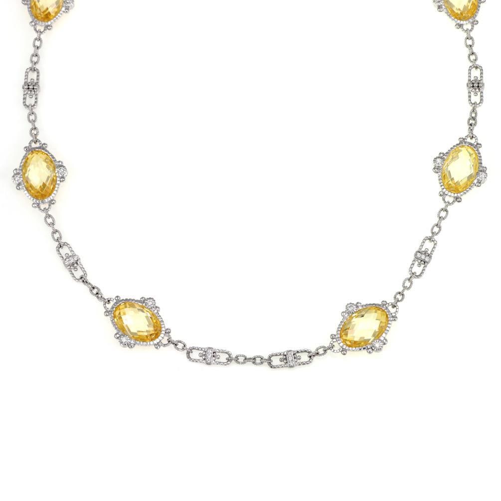 Judith Ripka Arielle Necklace 18k White Gold Canary Crystals Diamonds: Judith Ripka Arielle Necklace 18k White Gold Canary Crystals Diamonds This exquisite necklace from Judith Ripka's Arielle collection is a stunning piece crafted from 18k white gold. The design feature