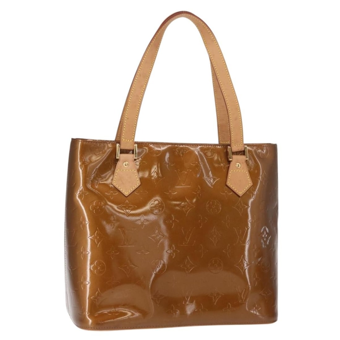 Houston Monogram Vernis Patent Leather Bag by Louis Vuitton: Houston Monogram Vernis Patent Leather Bag by Louis Vuitton This Louis Vuitton Houston handbag features the Monogram Vernis design in brown patent leather. Designed for women, it has a spacious interi