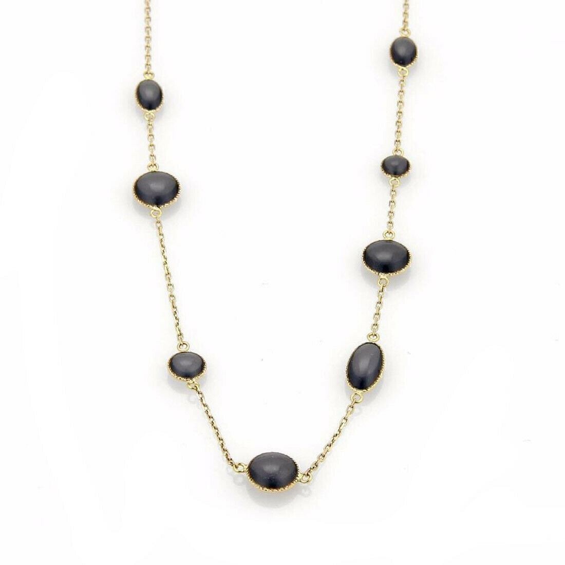 Grey Enamel Diamond Beaded Necklace in 18k Yellow Gold by Roberto Coin 35 Inch: Grey Enamel Diamond Beaded Necklace in 18k Yellow Gold by Roberto Coin 35 Inch This Roberto Coin necklace is crafted in Italy from 18k yellow gold and features diamond accents with grey enamel detaili