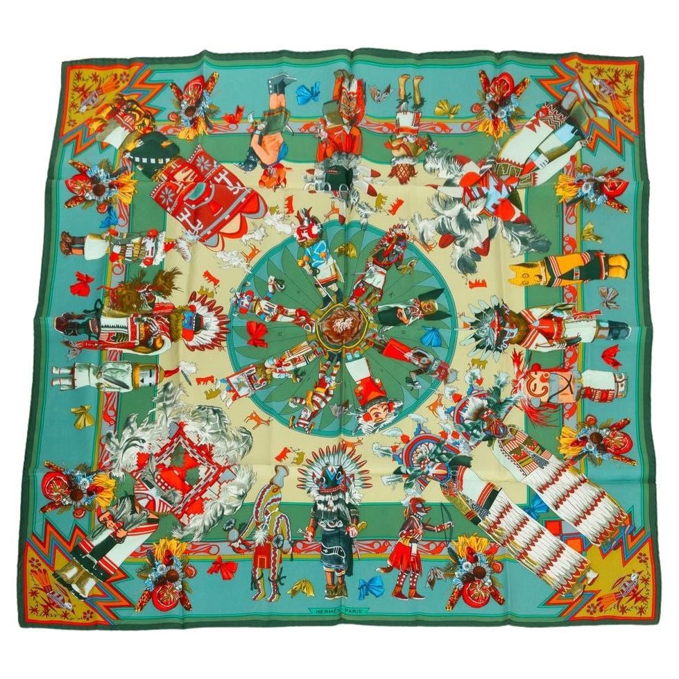 Hermes Kachina Green Silk Scarf by Kermit Oliver (1 of 5)