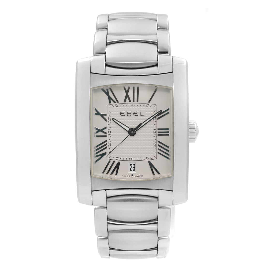 Ebel Brasilia Quartz Men's Watch with White Roman Dial E9255M41: Ebel Brasilia Quartz Men's Watch with White Roman Dial E9255M41 The Ebel Brasilia Men's Watch is an elegant timepiece that embodies sophistication and style. This wristwatch features a polished stainl