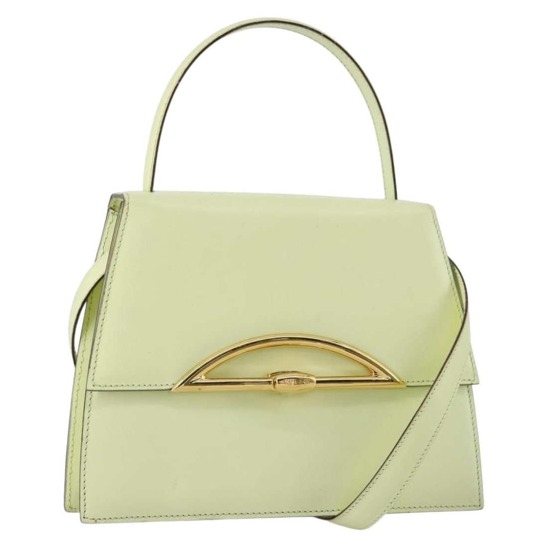 CELINE Leather Hand Bag Green Gold 2way Made in Italy: CELINE Leather Hand Bag Green Gold 2way Made in Italy This authentic CELINE handbag showcases a stunning blend of green and gold leather, embodying elegance and style. The handbag is made in Italy and