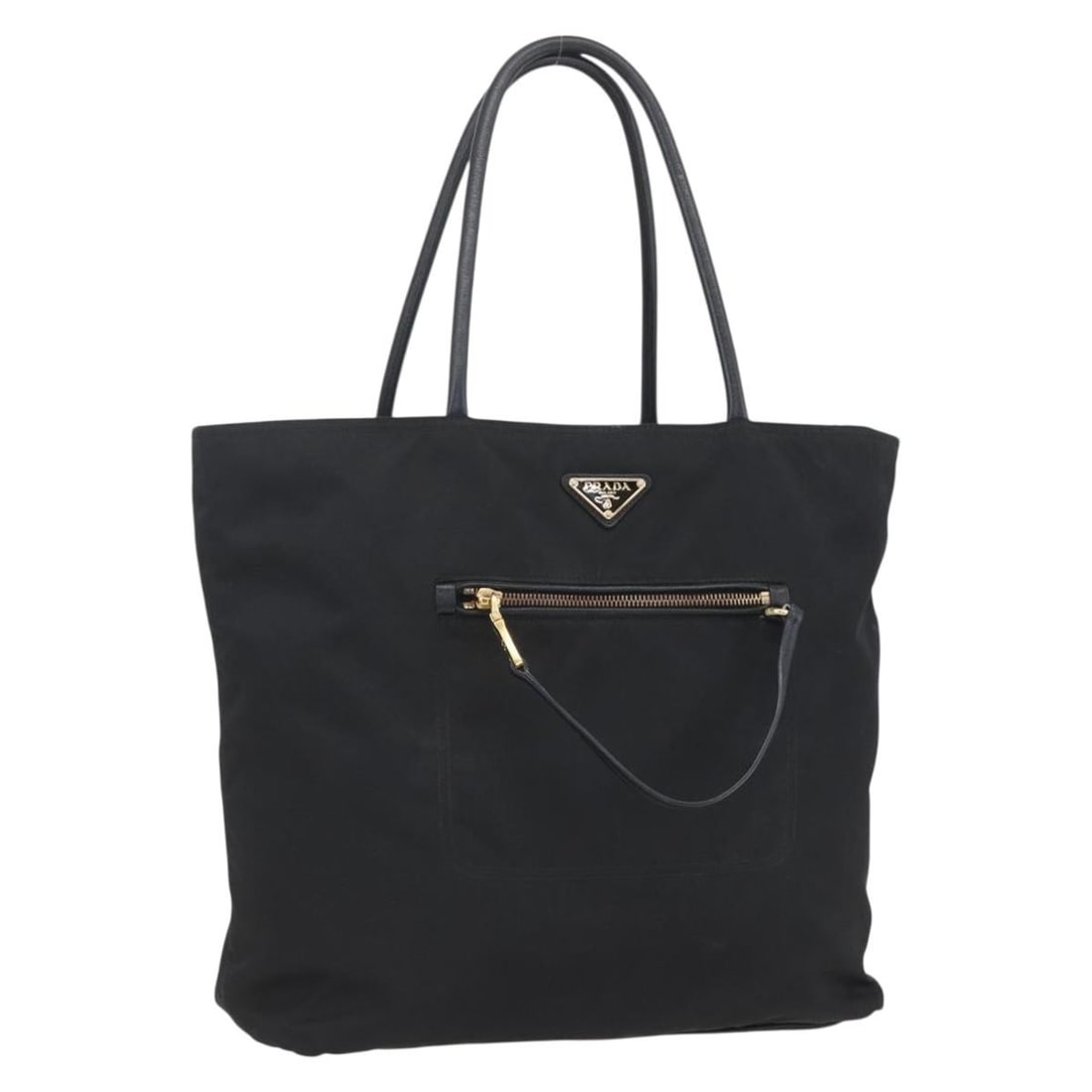 PRADA Black Nylon Tote Bag with Gold Accents Auth 156867V (1 of 18)