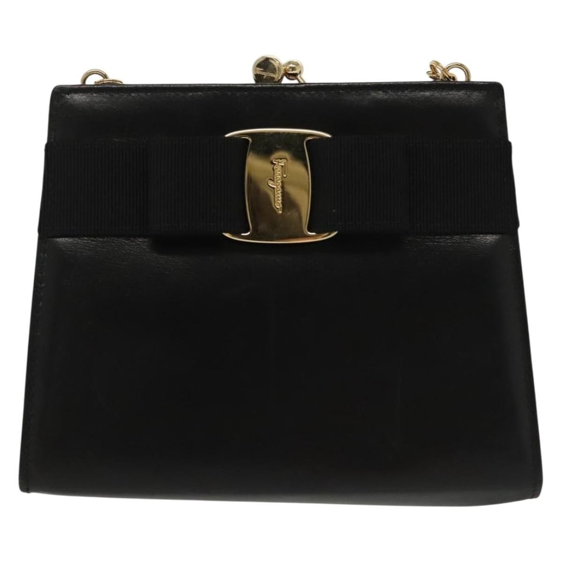 Black Leather Salvatore Ferragamo Vala Shoulder Handbag: Black Leather Salvatore Ferragamo Vala Shoulder Handbag This Salvatore Ferragamo Vala shoulder bag is crafted from black leather, designed for female use. It features a compact size suitable for every