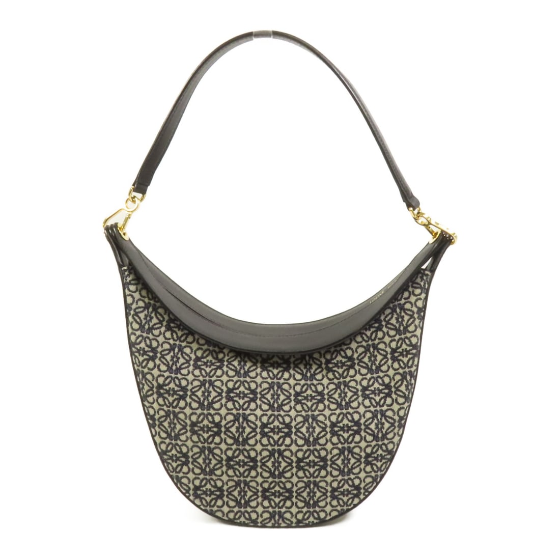 Luna Canvas Shoulder Bag by LOEWE with Gold Hardware Blue: Luna Canvas Shoulder Bag by LOEWE with Gold Hardware Blue This LOEWE Luna shoulder bag features a blue canvas exterior and is designed for regular size use. Made in Spain, the bag is in very good cond