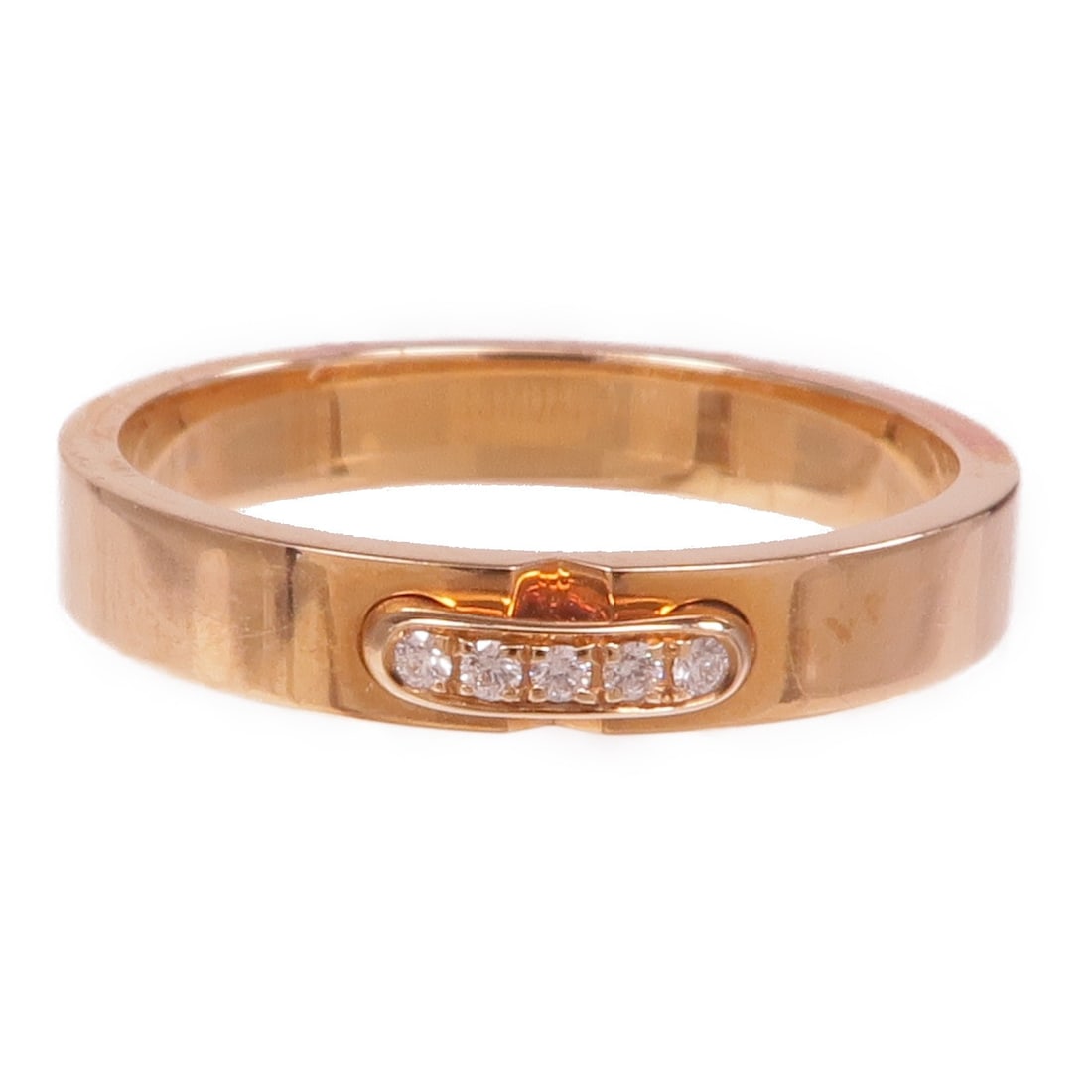 Chaumet Liens Evidence 18K Rose Gold Diamond Ring Size 5: Chaumet Liens Evidence 18K Rose Gold Diamond Ring Size 5 This Chaumet Liens Evidence ring features 18K pink gold with a diamond accent. Crafted in France, the ring is designed in a classic style and i