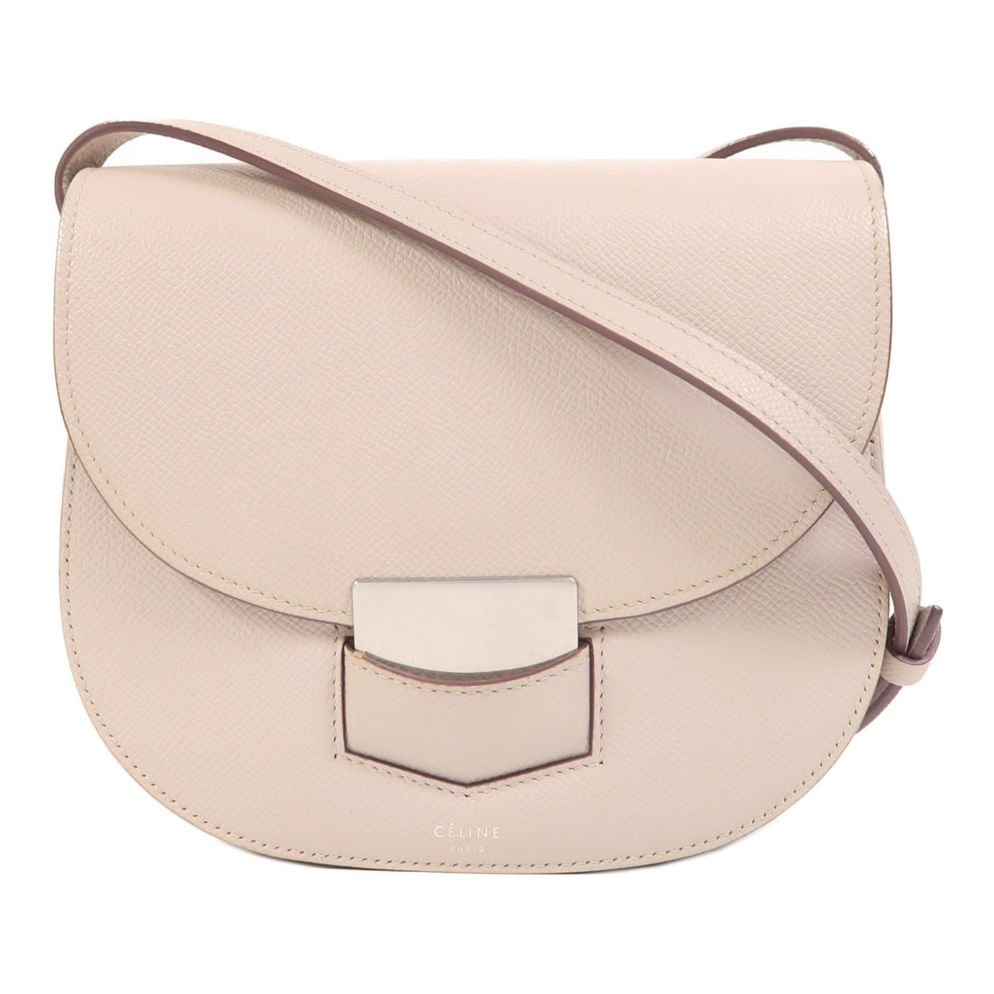 Celine Trotteur Shoulder Bag in Light Purple Calfskin with Silver Tone Hardware: Celine Trotteur Shoulder Bag in Light Purple Calfskin with Silver Tone Hardware This CELINE Trotteur shoulder bag is crafted from calfskin leather in a light purple shade. Designed with a classic silh