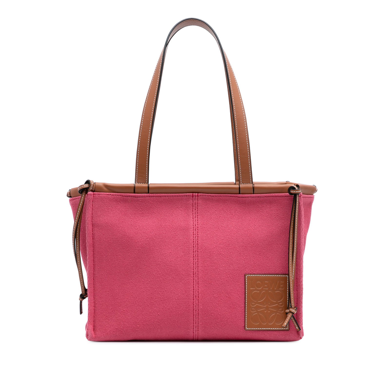 LOEWE Small Canvas Cushion Tote Pink Fabric Bag: LOEWE Small Canvas Cushion Tote Pink Fabric Bag Introducing the LOEWE Small Canvas Cushion Tote, a stylish and functional accessory perfect for everyday use. This tote boasts a durable canvas body com