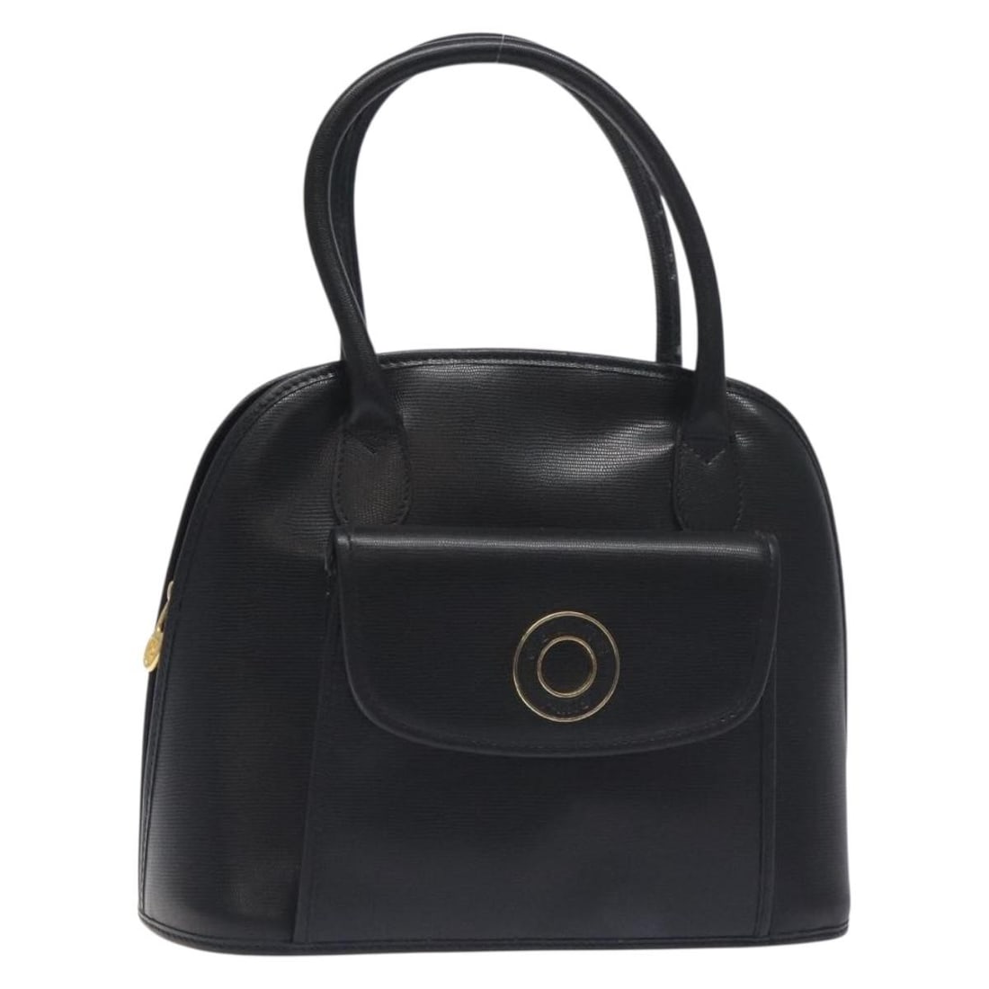 Celine Black Leather Circle Logo Bag 29cm x 22cm x 11cm: Celine Black Leather Circle Logo Bag 29cm x 22cm x 11cm This Celine Circle Logo Handbag is crafted from black leather and designed for women. It features the iconic circle logo and offers ample storag