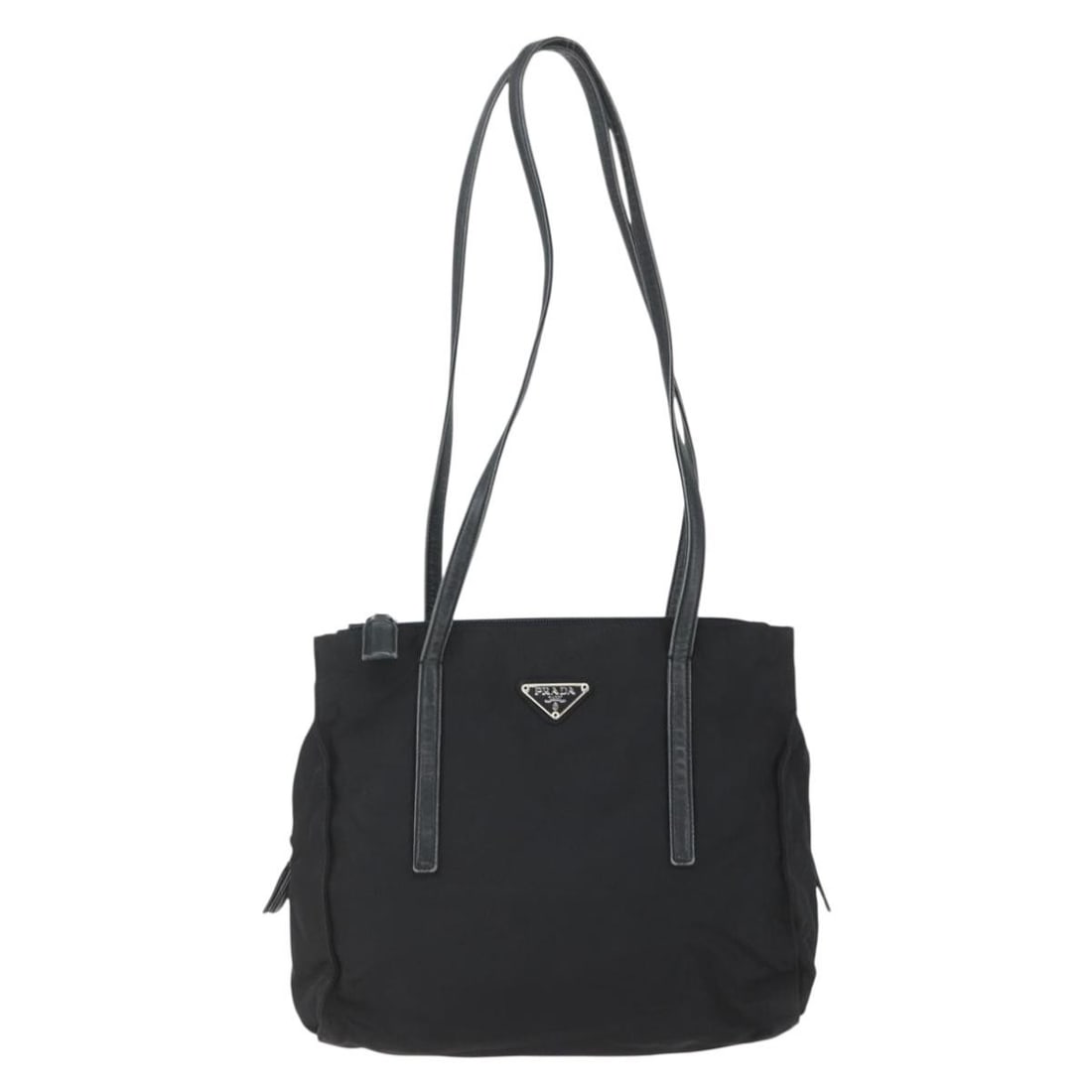 Black Nylon Vintage Prada Shoulder Purse 28cm by 23cm by 10cm: Black Nylon Vintage Prada Shoulder Purse 28cm by 23cm by 10cm This vintage Prada shoulder bag is crafted from black nylon and designed for women. It features a compact silhouette ideal for everyday us