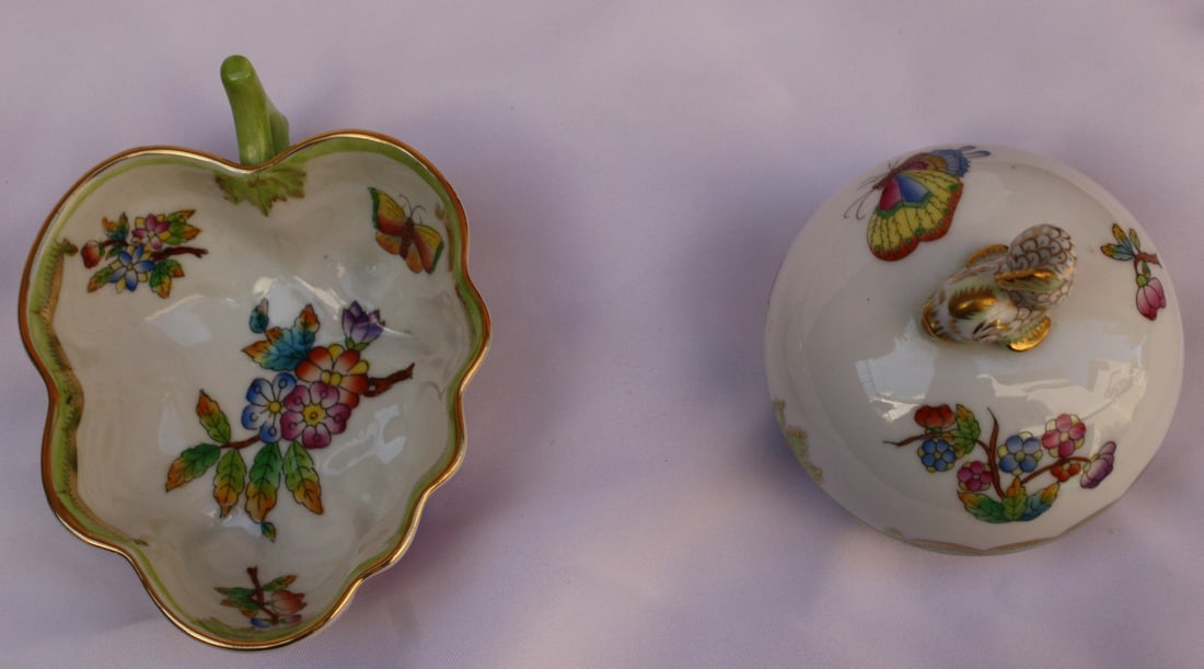 Herend Hand Painted Butter Dish and Box Set 2 Pieces (1 of 7)