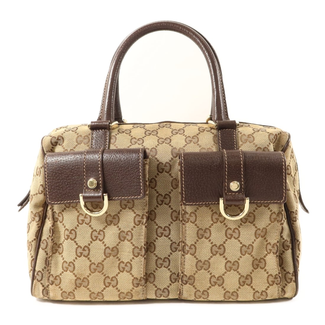 Gucci Abbey Pocket Brown GG Canvas Handbag with Gold Hardware: Gucci Abbey Pocket Brown GG Canvas Handbag with Gold Hardware This GUCCI Abbey Pocket Handbag features the signature GG canvas in brown and is accented with gold-tone hardware. Crafted in Italy, the b