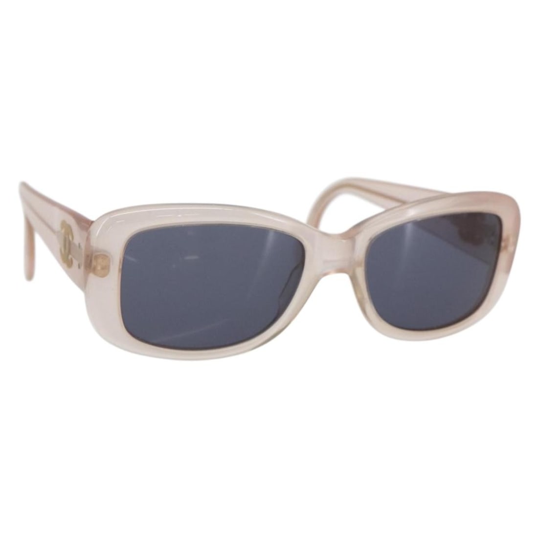 Pink Plastic Sunglasses by Chanel Coco Mark with CC Logo and Case: Pink Plastic Sunglasses by Chanel Coco Mark with CC Logo and Case These CHANEL COCO Mark sunglasses feature a pink plastic frame with the iconic CC logo, offering a stylish and authentic accessory. Ma