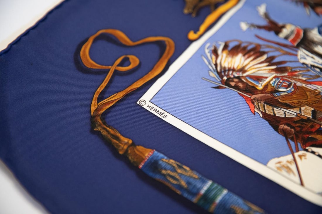 Hermes Pony Express Navy Blue Silk Scarf 35x35 inches - 4