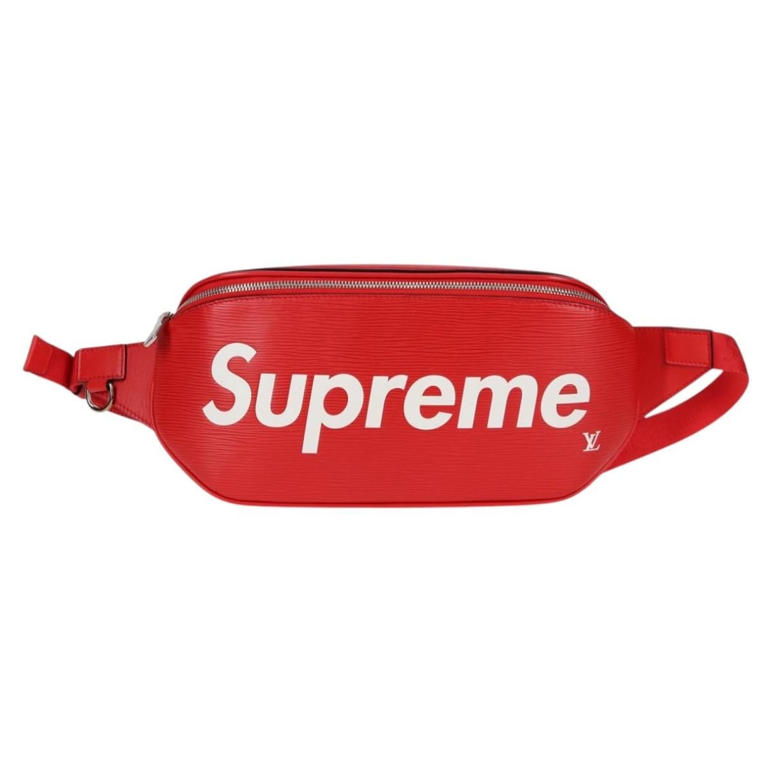 Limited Edition Louis Vuitton Supreme Red Epi Leather Bum Bag: Limited Edition Louis Vuitton Supreme Red Epi Leather Bum Bag This Louis Vuitton limited edition bum bag features vibrant red Epi leather, designed for unisex use. Crafted in Italy, it combines style