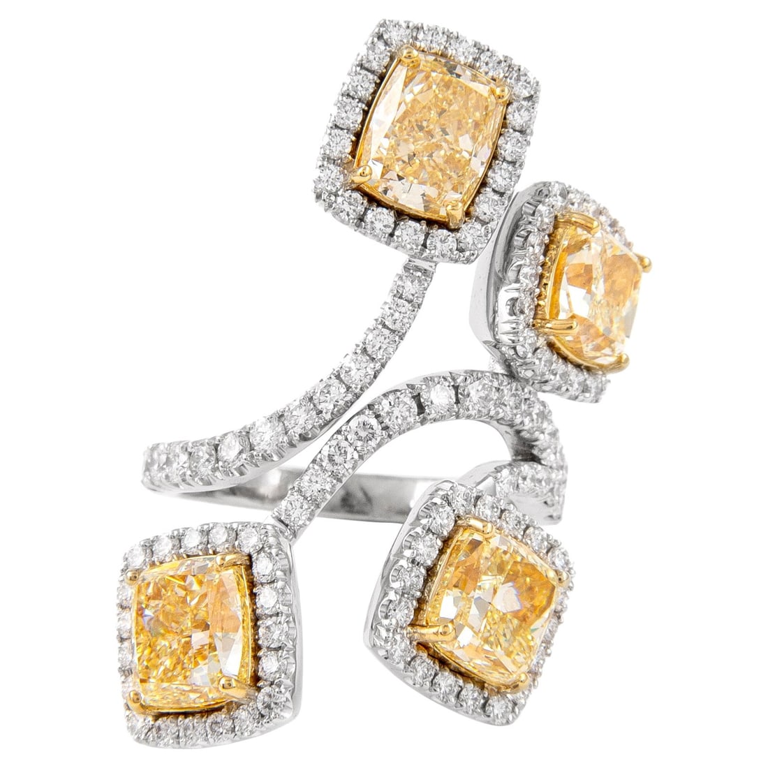 GIA 8.15ct Yellow YZ Diamond Cocktail Ring 18k Gold: GIA 8.15ct Yellow YZ Diamond Cocktail Ring 18k Gold Experience the allure of this exquisite GIA certified 8.15ct Yellow YZ Diamond Cocktail Ring, masterfully crafted in a blend of 18k White and Yellow