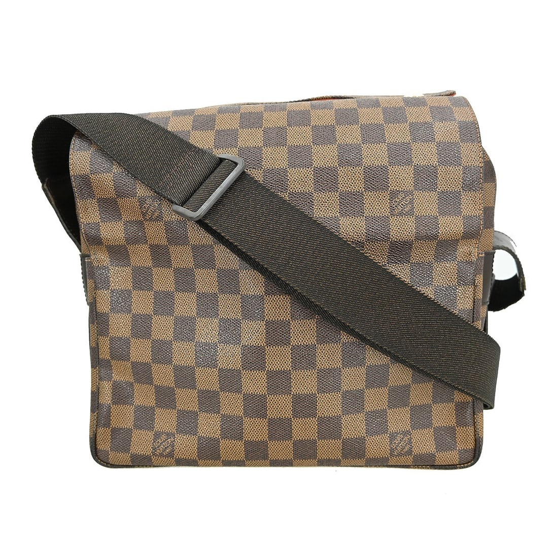 Louis Vuitton Damier Canvas Naviglio Brown Unisex Bag 27cm by 24cm by 9cm: Louis Vuitton Damier Canvas Naviglio Brown Unisex Bag 27cm by 24cm by 9cm Louis Vuitton Naviglio handbag in brown Damier canvas, suitable for unisex use. The handbag features leather trim with signs o