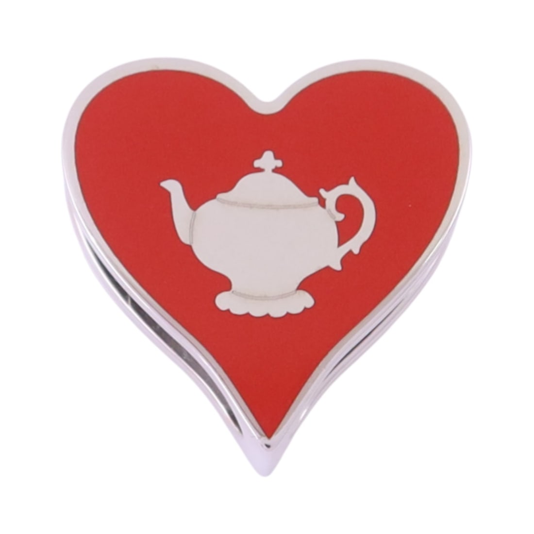 Hermes Tea Time Twilly Red Enamel Scarf Ring Silver Tone Accent: Hermes Tea Time Twilly Red Enamel Scarf Ring Silver Tone Accent This Hermes Tea Time Twilly scarf ring features a sleek design in red and silver tone metal with enamel detailing. Crafted in France, th