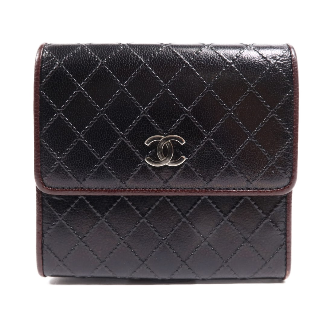 CHANEL Black Calfskin Tri-fold Wallet with Silver Hardware (1 of 18)