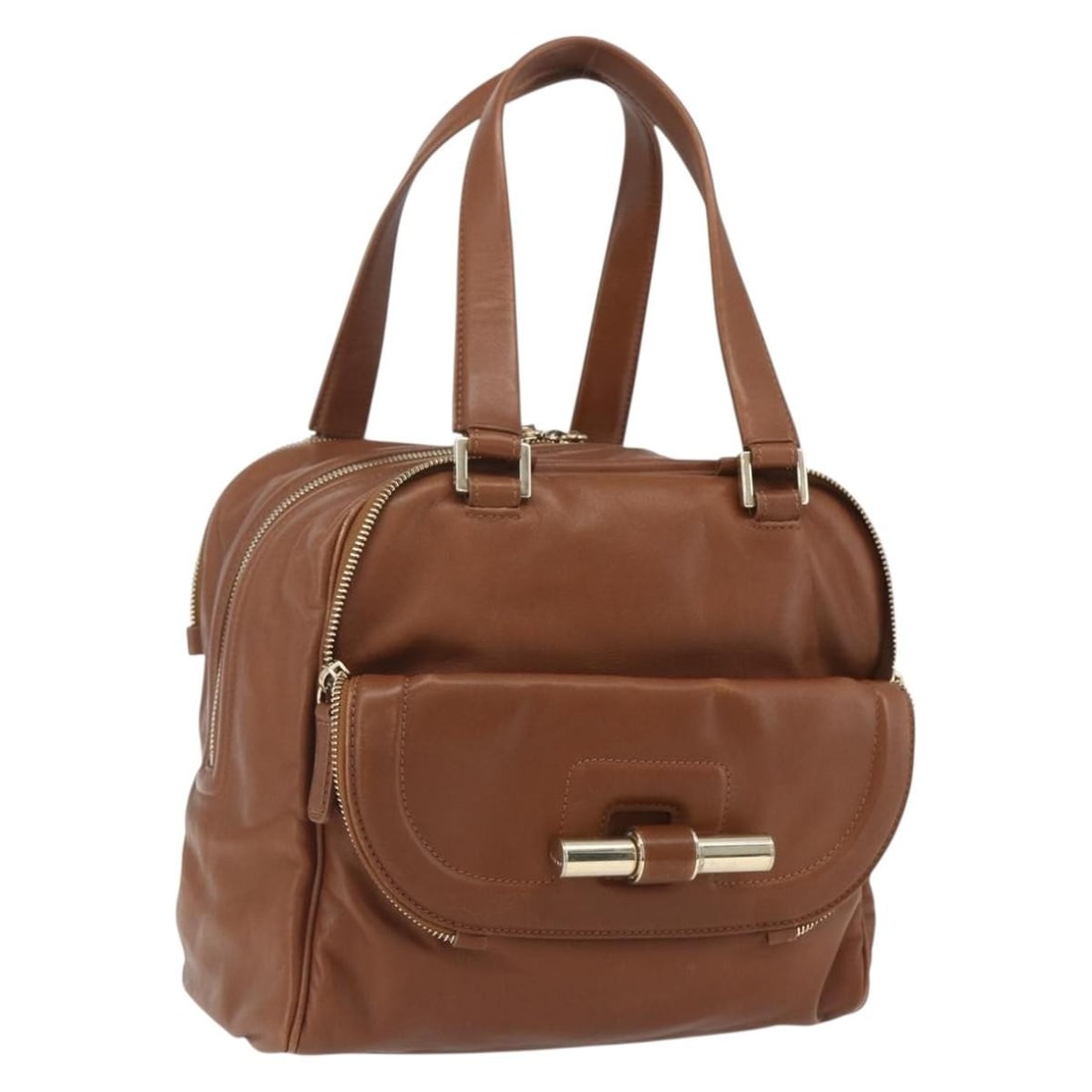 Brown and Gold Leather Jimmy Choo Handbag Made in Italy (1 of 18)