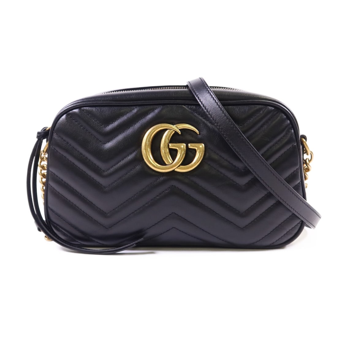 GUCCI GG Marmont Small Shoulder Bag Black Calfskin Leather GHW: GUCCI GG Marmont Small Shoulder Bag Black Calfskin Leather GHW This GUCCI GG Marmont Small Shoulder Bag is crafted from high-quality calfskin leather in a classic black hue. The stylish design feature