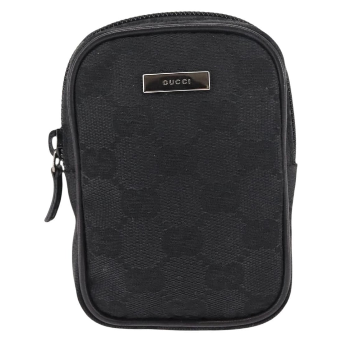 Black Canvas GG Pouch by Gucci Unisex 8cm x 12cm x 3cm: Black Canvas GG Pouch by Gucci Unisex 8cm x 12cm x 3cm This Gucci GG canvas pouch features a classic black canvas design, suitable for unisex use. The pre-owned item is in very good condition, with mi