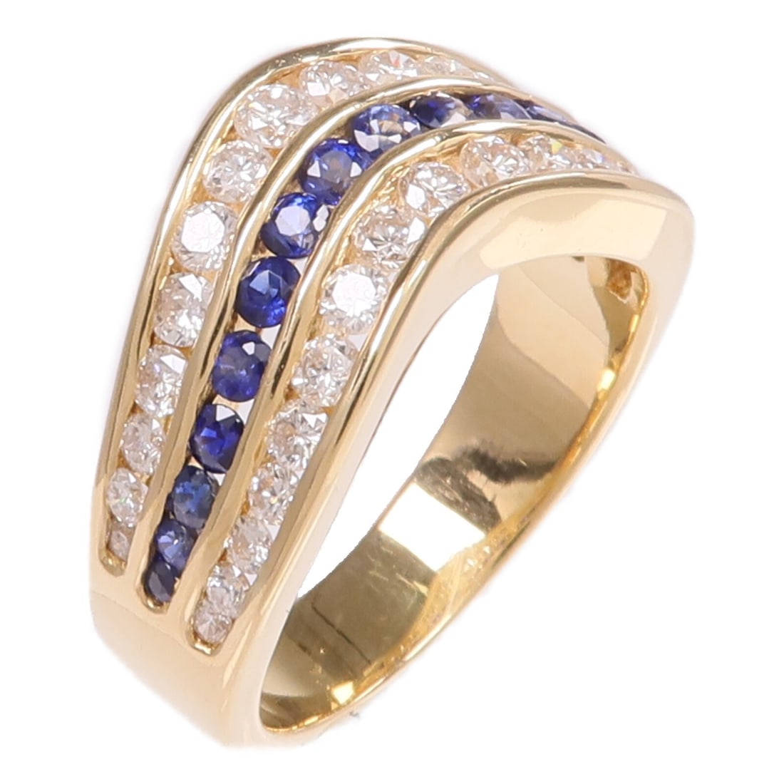 Sapphire and Diamond 18K Yellow Gold Ring Size 7 (1 of 8)