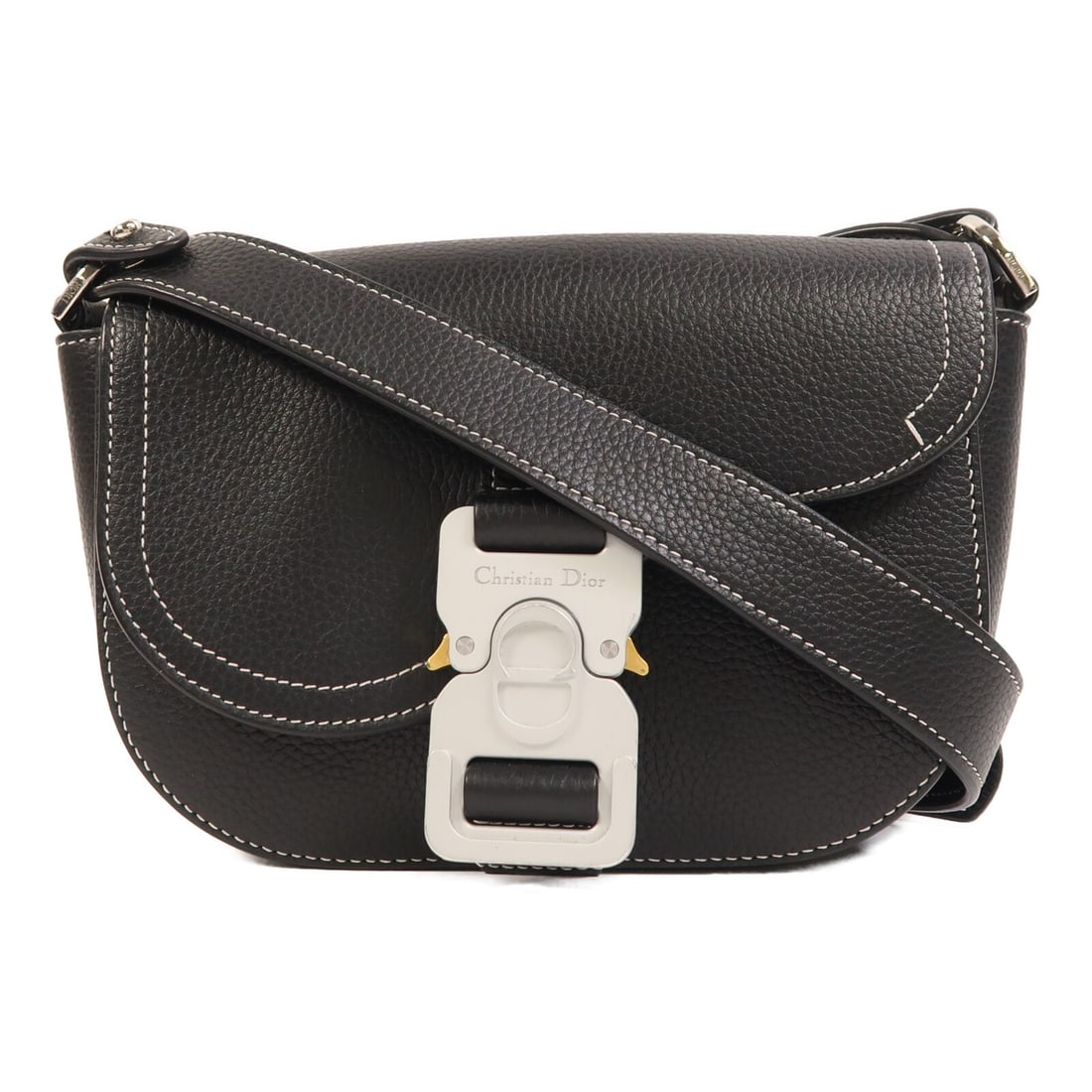 Dior Mini Saddle Black Calfskin Leather Messenger Shoulder Bag: Dior Mini Saddle Black Calfskin Leather Messenger Shoulder Bag This Christian Dior CD Mini Saddle Messenger shoulder bag is crafted from black calfskin leather and features a compact, stylish design.