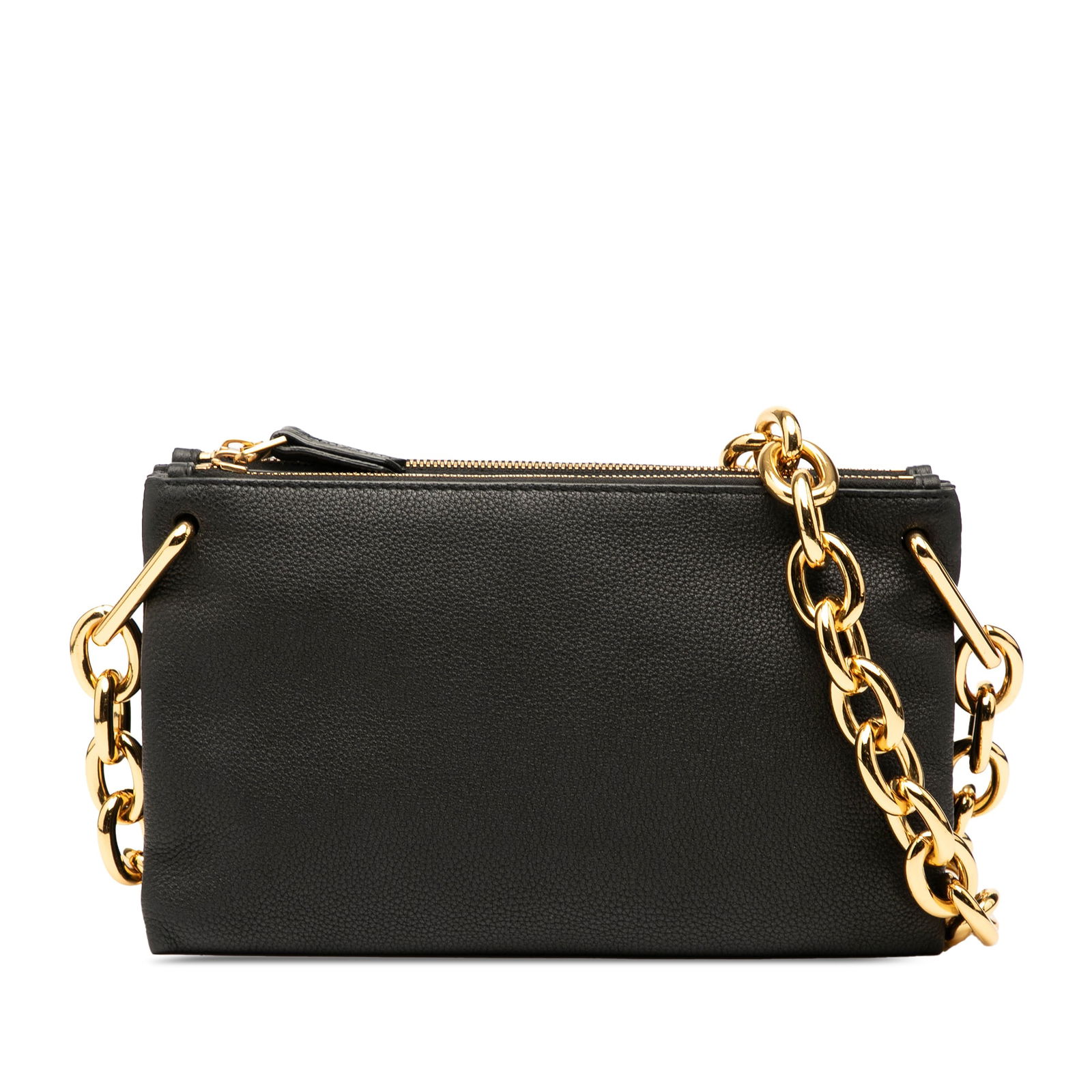 Bottega Veneta Black Leather Double Zip Chain Crossbody Bag (1 of 9)