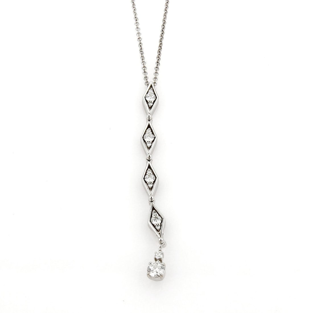 Lariat Style 18k White Gold Hearts On Fire Assemblage Diamond Necklace: Lariat Style 18k White Gold Hearts On Fire Assemblage Diamond Necklace This Hearts On Fire Assemblage pendant necklace features a lariat style crafted from 18k white gold and is signed by the designer