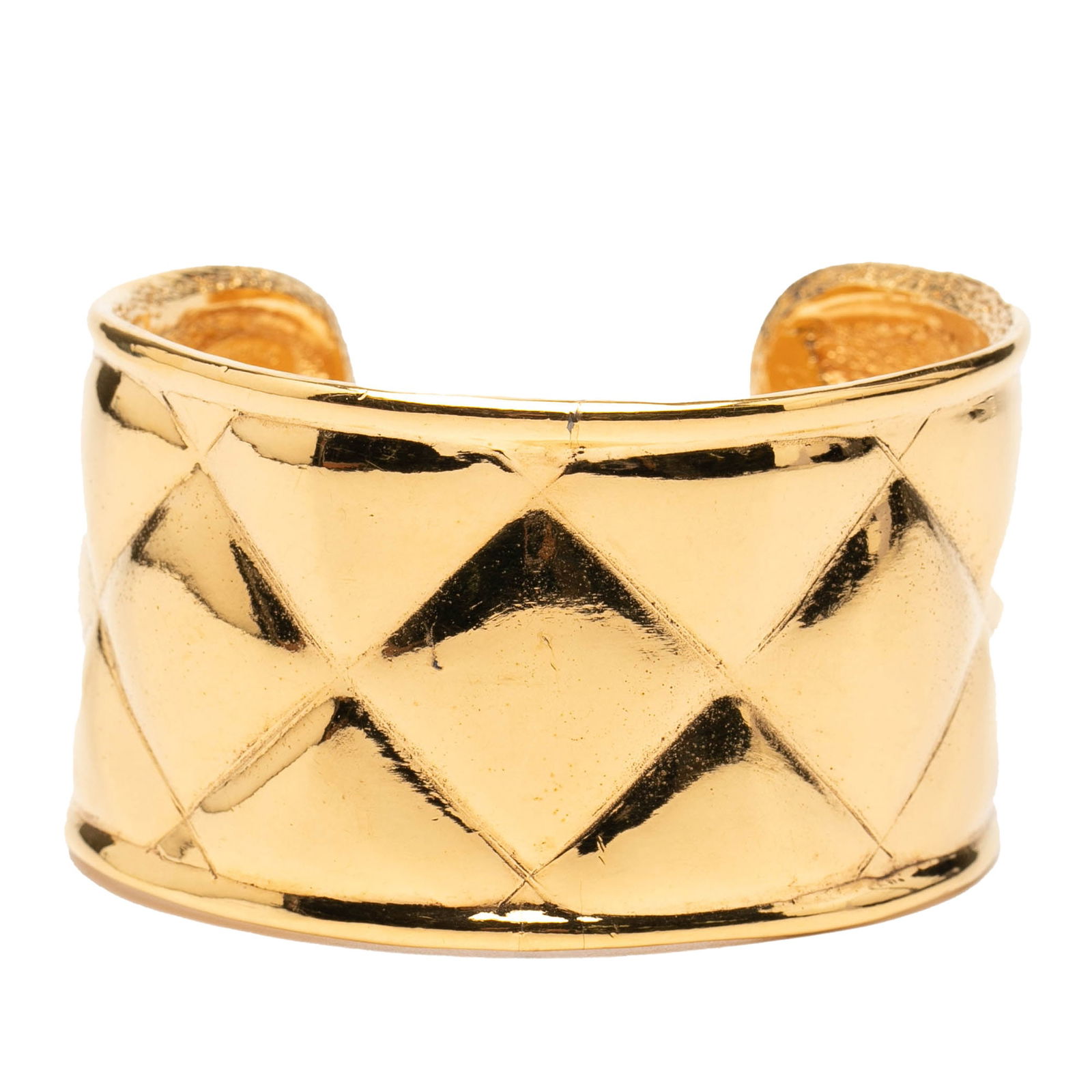 Quilted Gold Plated Cuff Bracelet by Chanel (1 of 6)