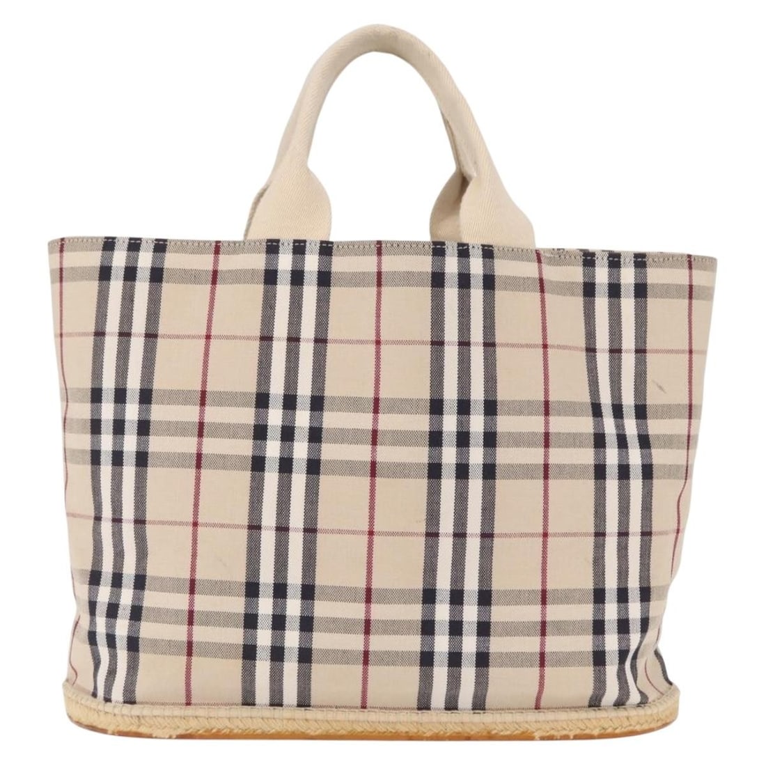 Beige Canvas Tote Bag with Burberry Nova Check Pattern 38cm by 28cm: Beige Canvas Tote Bag with Burberry Nova Check Pattern 38cm by 28cm This Burberry Nova Check Tote features the classic beige canvas with the iconic check pattern. Designed for women, the tote offers s