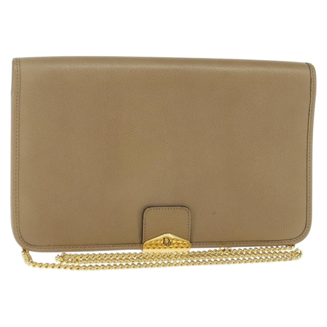 Christian Dior Leather Shoulder Bag Beige Vintage Chain Flap: Christian Dior Leather Shoulder Bag Beige Vintage Chain Flap This Christian Dior vintage chain flap shoulder bag for women is crafted from beige leather. It features a classic flap design with a chain