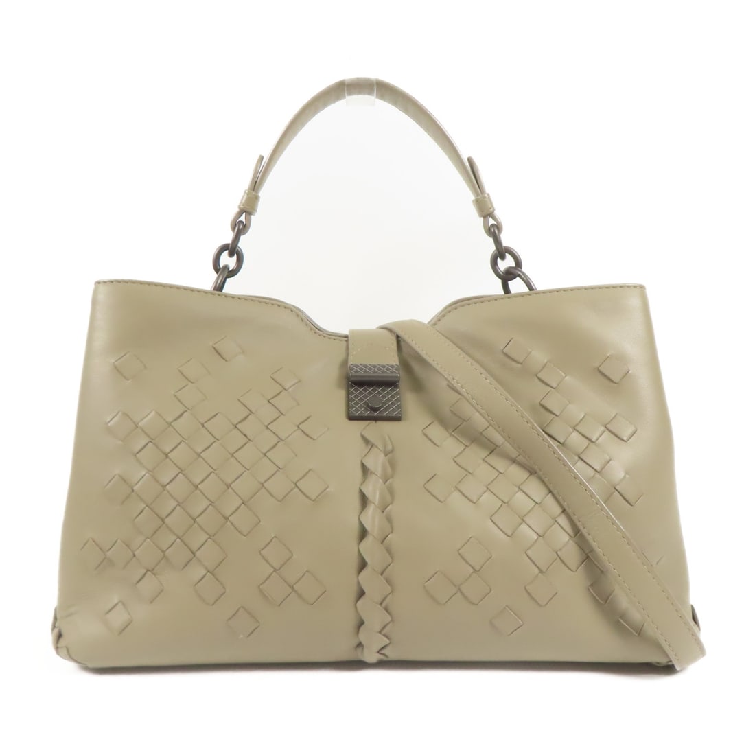 Bottega Veneta Khaki Lambskin 2way Shoulder Bag (1 of 15)