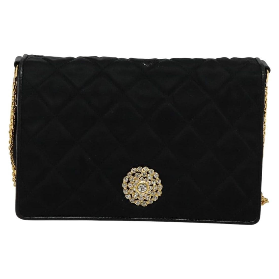 Black Satin Vintage Chanel Shoulder Purse for Women (1 of 18)