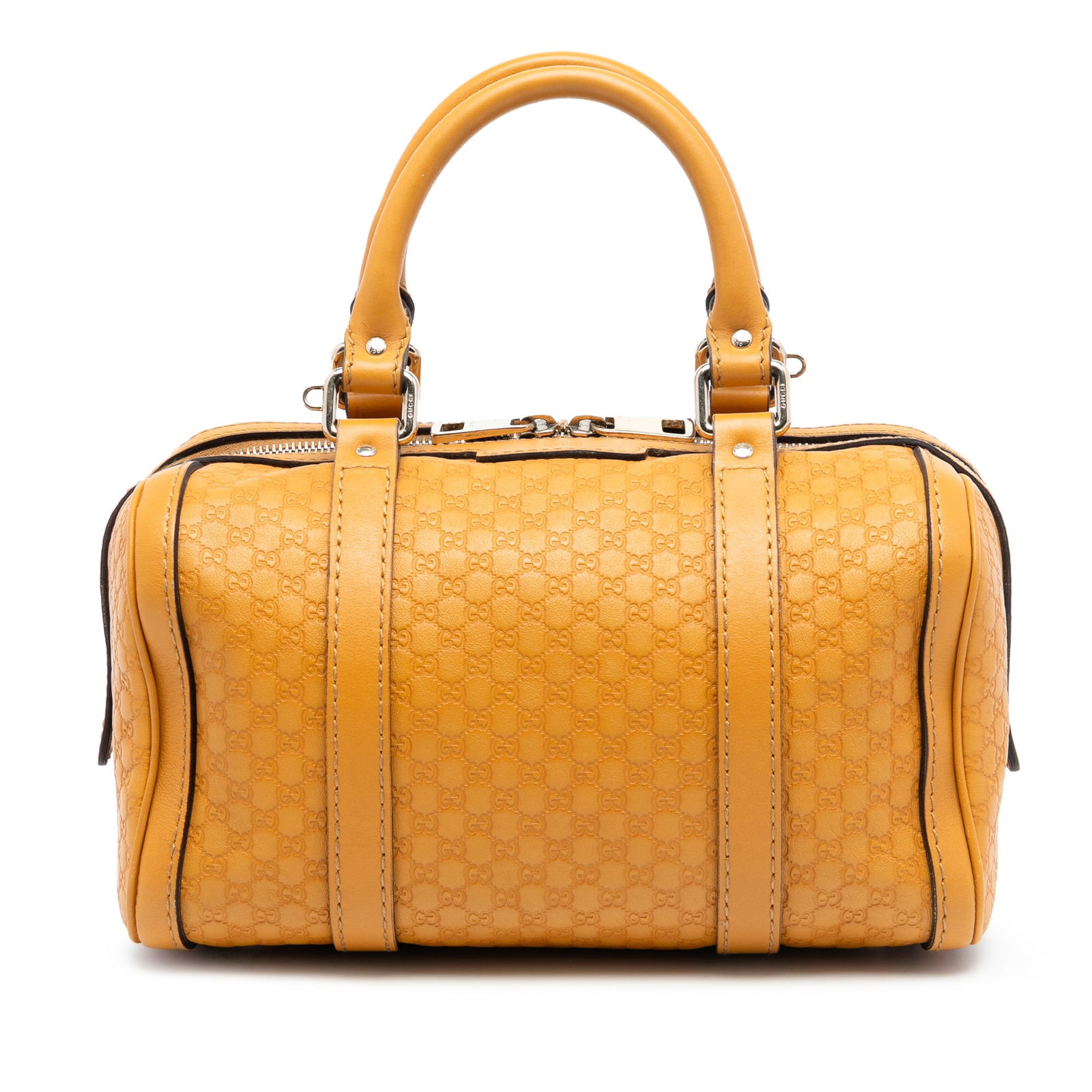 Gucci Microguccissima Joy Boston Small Yellow Leather Satchel Bag: Gucci Microguccissima Joy Boston Small Yellow Leather Satchel Bag This Gucci Small Microguccissima Joy Boston Bag is crafted from embossed yellow leather and features rolled leather handles, a detacha