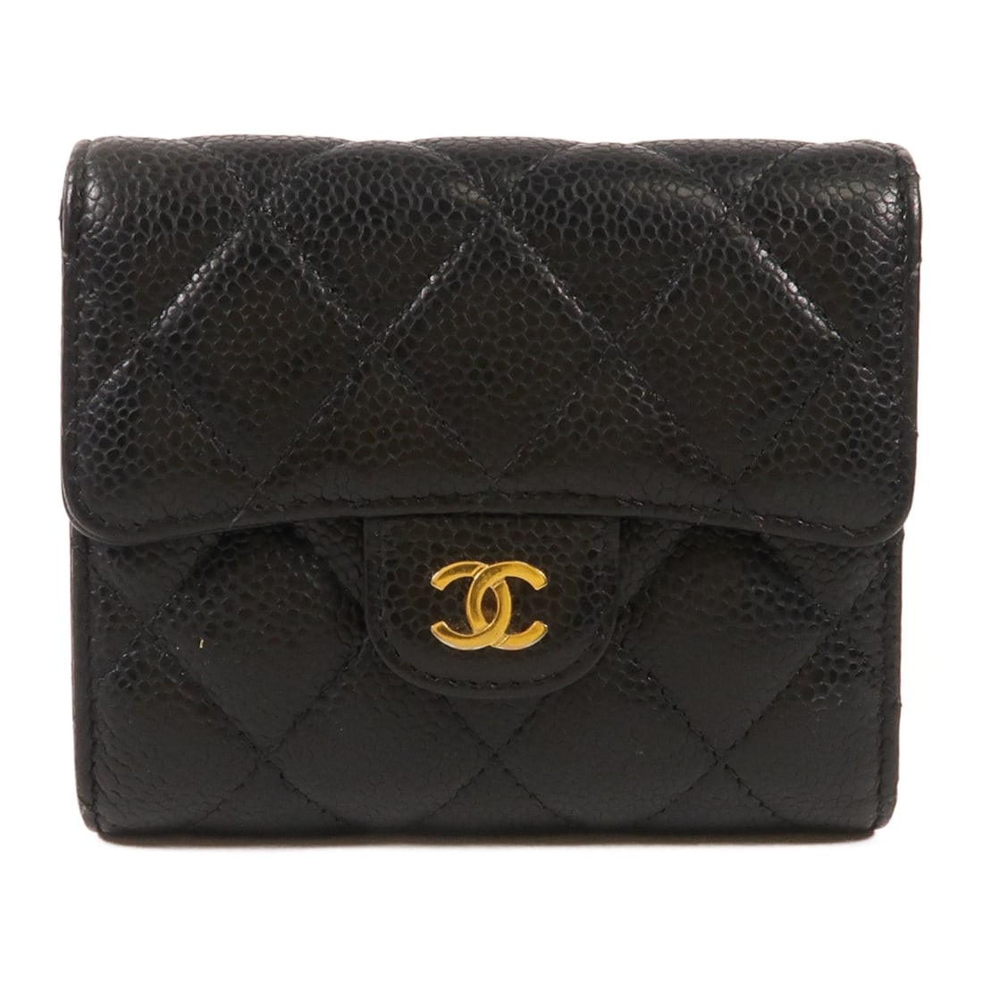 CHANEL Bi-fold Wallet Black Calfskin Leather Gold Hardware (1 of 16)