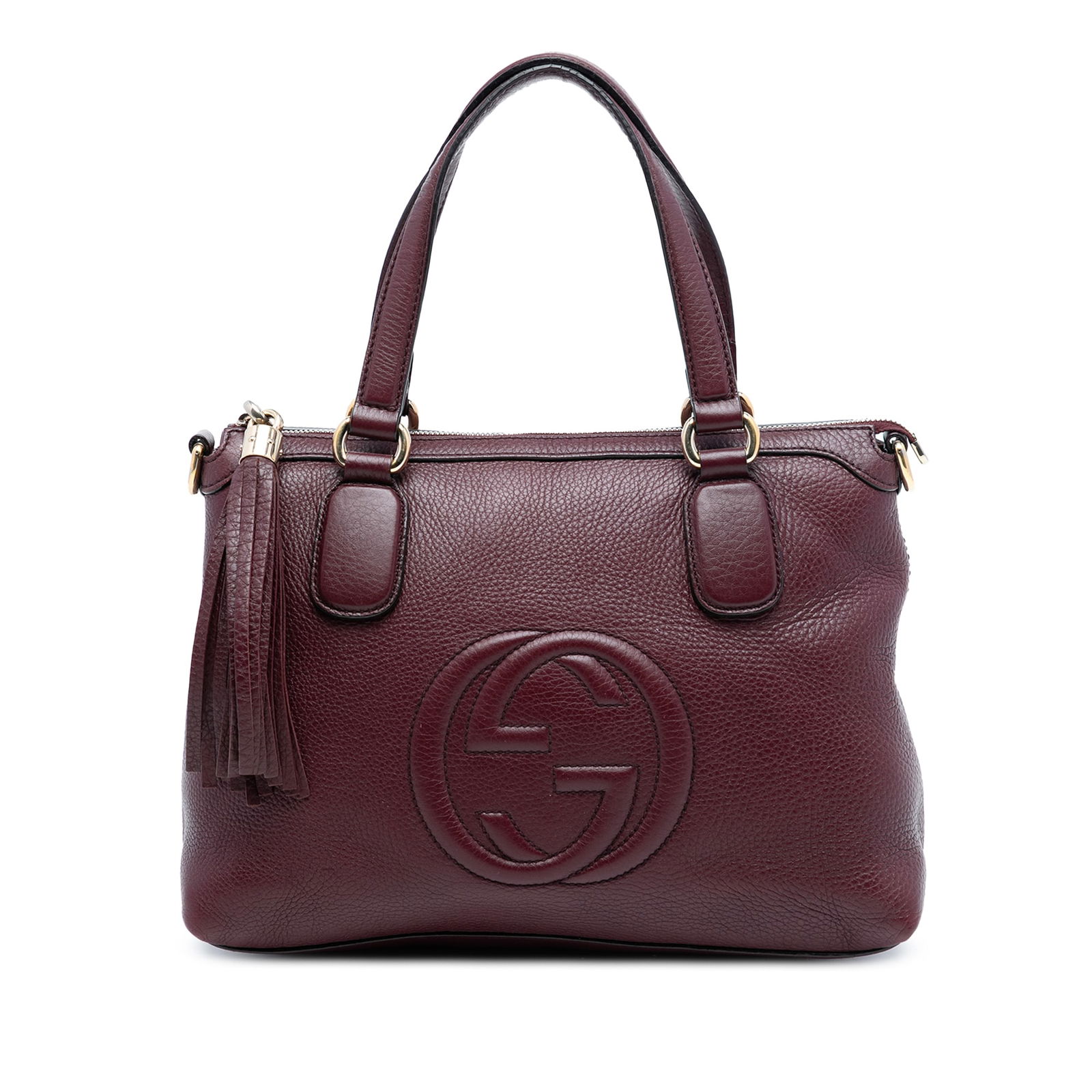 Gucci Soho Small Red Leather Satchel with Detachable Strap: Gucci Soho Small Red Leather Satchel with Detachable Strap This Gucci Small Leather Soho Working Satchel features a leather body in red, flat leather handles, a detachable strap, and a top zip closure