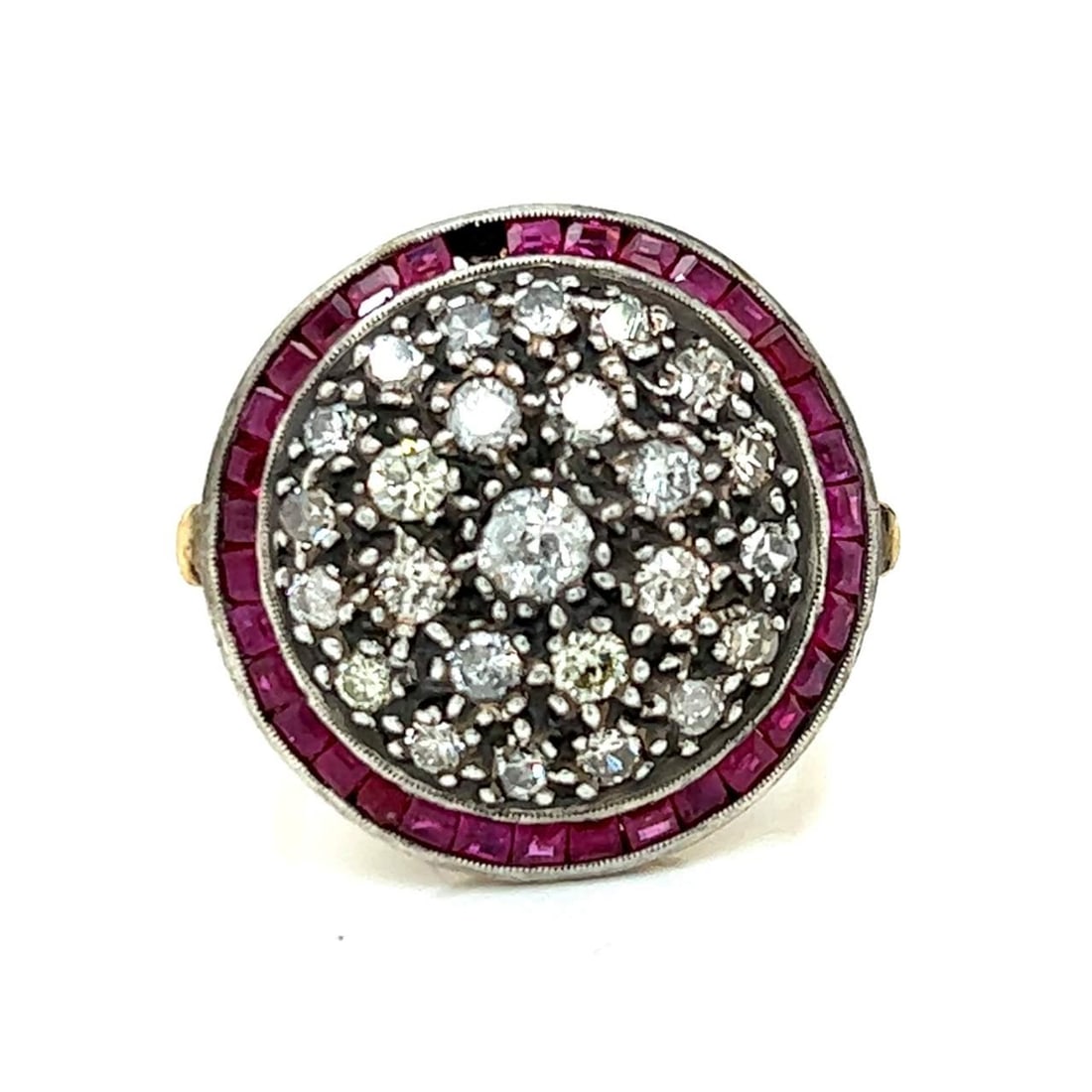 Stunning 18K Yellow Gold Silver Ruby Diamond Ring 1.80 Ct (1 of 4)