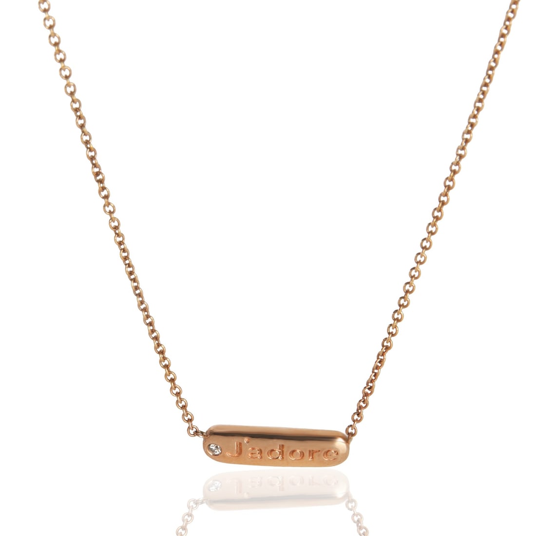 J'adore Collection 14K Rose Gold Diamond Pendant Necklace 18 Inch: J'adore Collection 14K Rose Gold Diamond Pendant Necklace 18 Inch This 14K rose gold J'adore pendant features a round brilliant-cut diamond as its main stone, complemented by additional diamond side s