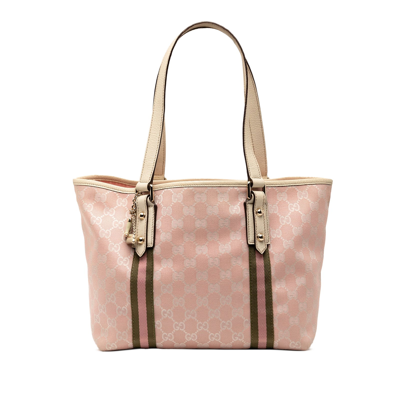 Gucci GG Canvas Jolicoeur Tote Bag Pink Leather Trim Italy (1 of 7)